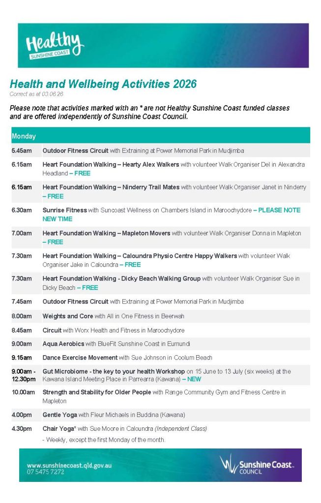 Healthy Sunshine Coast Activity by Day List - Page_1